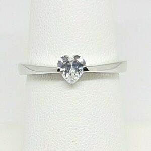 .925 Solid Sterling Silver Heart Ring Clear CZ Dainty Sparkling Love Jewelry